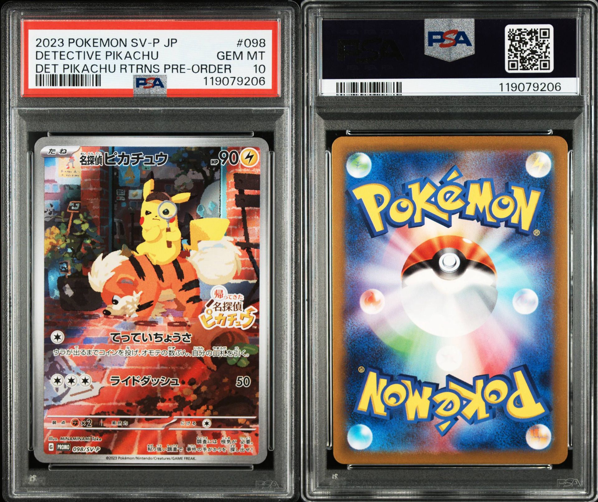 2023 POKEMON JAPANESE SV-P PROMO #098 DETECTIVE PIKACHU PSA 10 [2